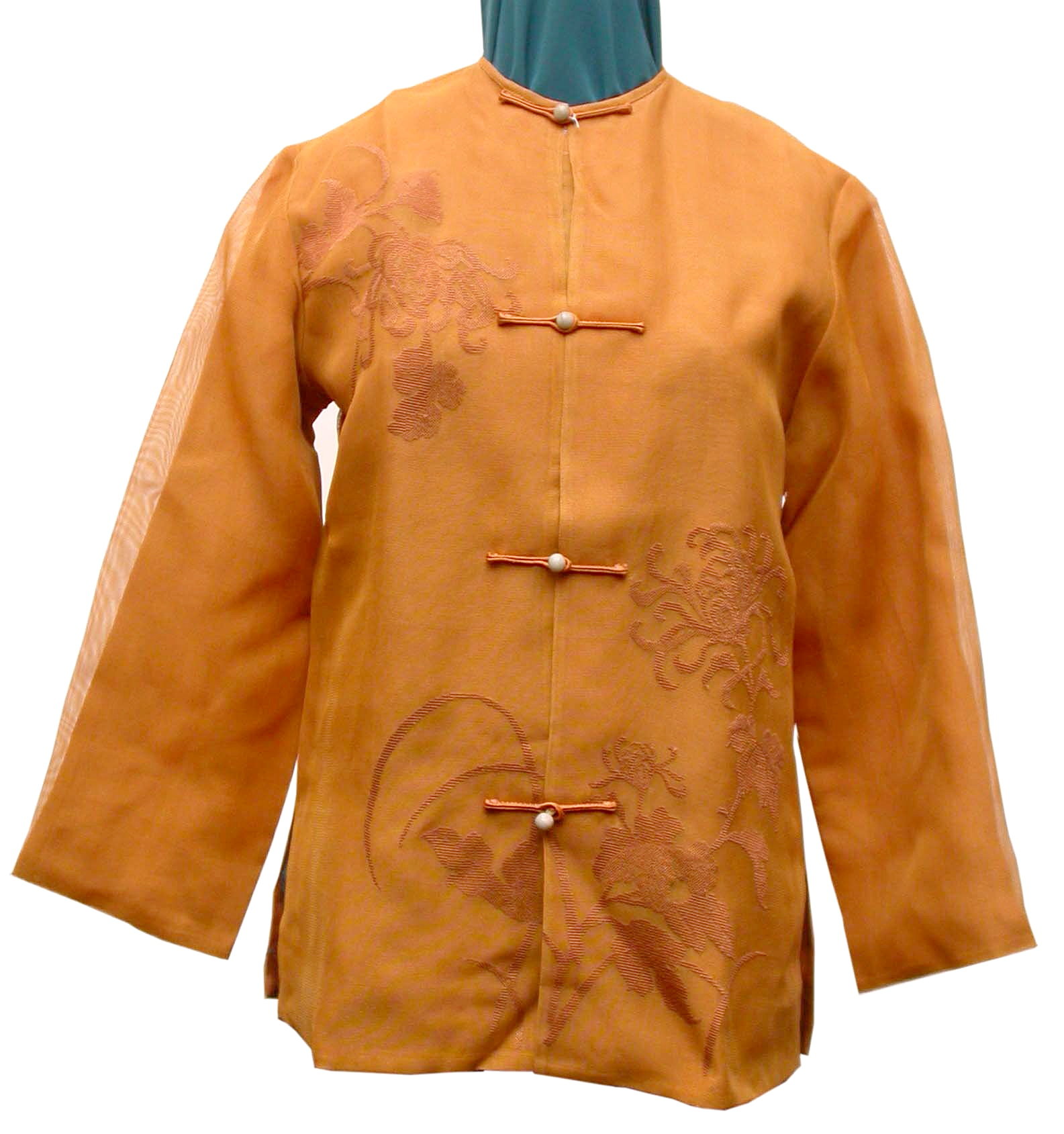 J14 yellow Gauze Jacket embroidered with chrysanthemum